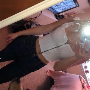 White Ribbed Crop Top